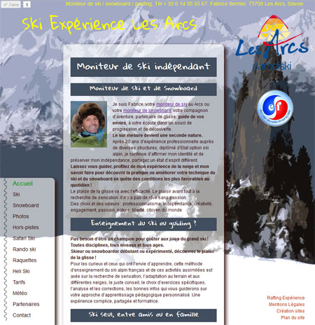 Voir le site de Fabrice Bernier, moniteur de surf aux Arcs